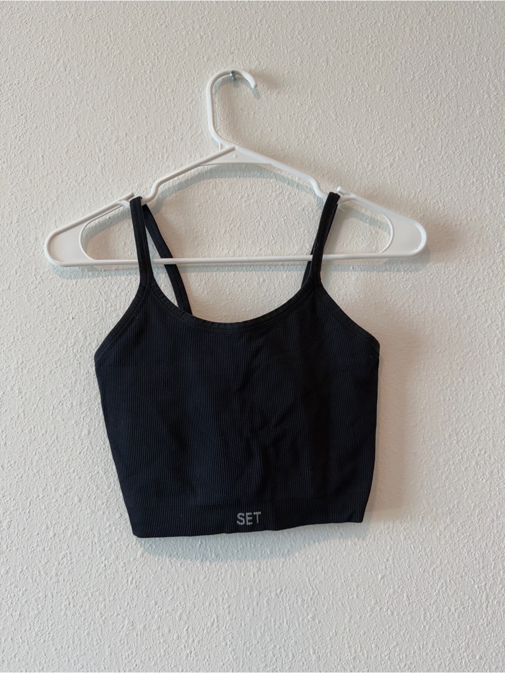 SET Active sculptflex Black Ribbed Crop Tank Top